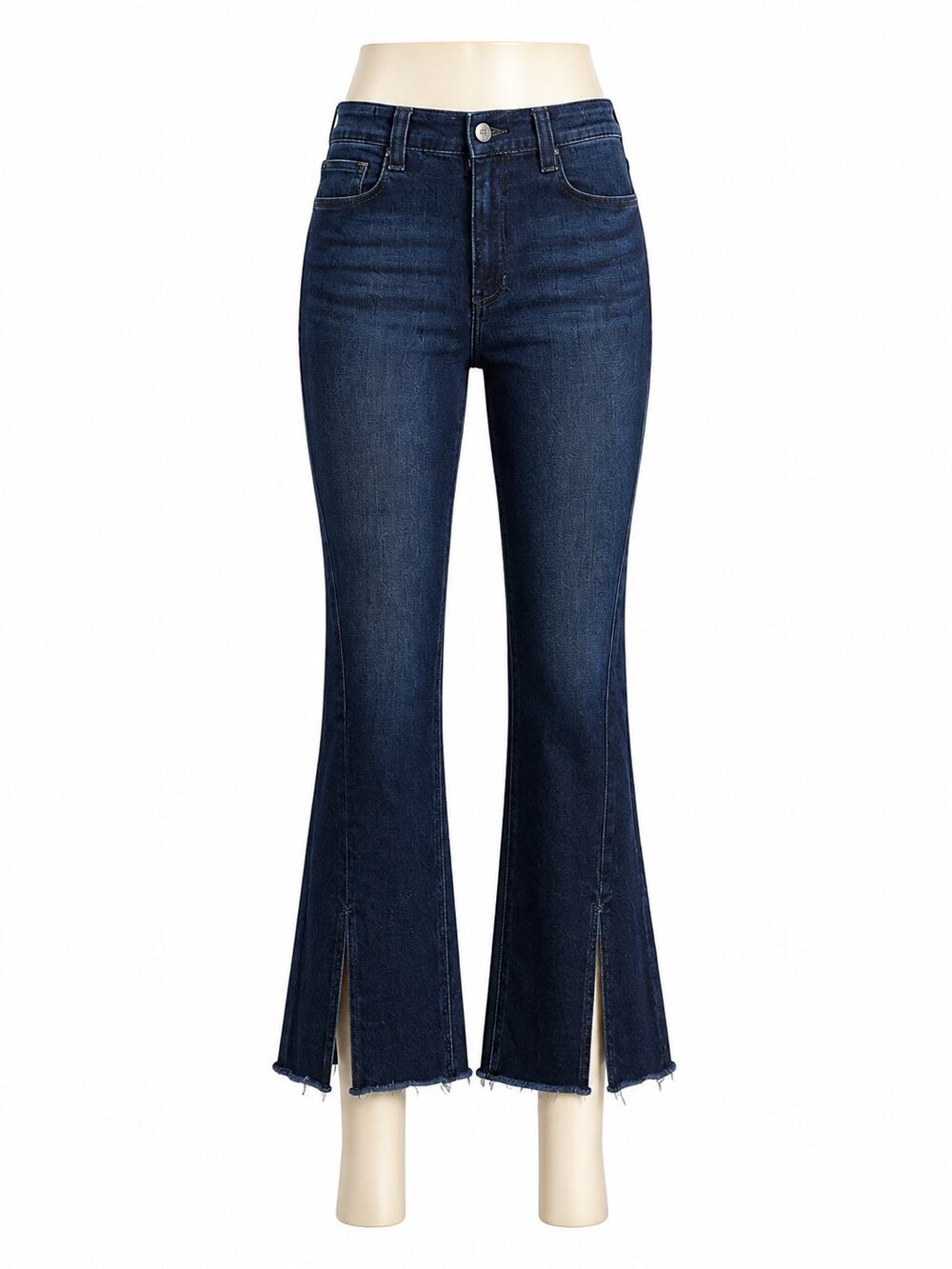 PAIGE Laurel Canyon Dark Wash High Rise Cropped Split Hem Flare Jeans - Size 27
